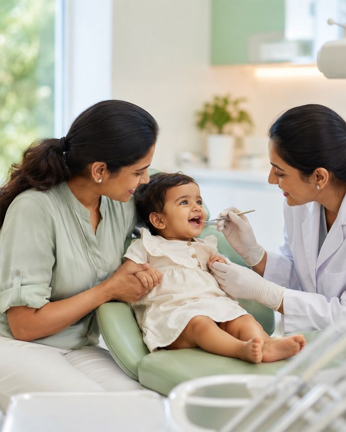 A parent holding their child throughout the dental examination